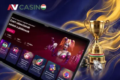 Érvek az NV Casino választása mellett, bemutatva a VIP klubot, a gyors kifizetéseket és a játékkínálatot egy tableten
